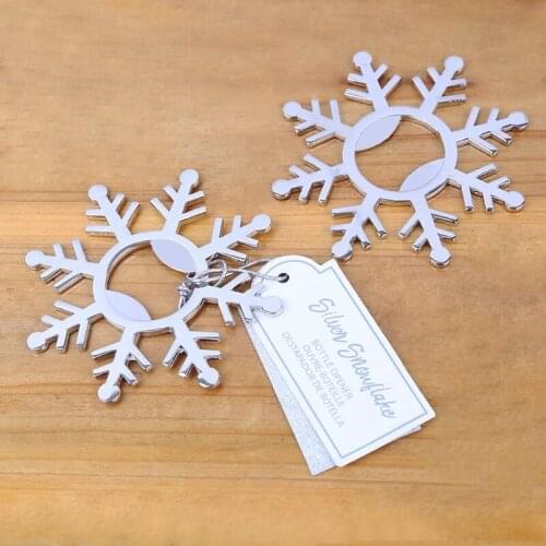 Free Shipping 50pcs / lot Wedding Gifts Silver Snowflake Bottle Opener