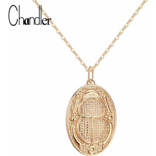 Chandler 1pcs Ancient Egyptian Hieroglyph Cartouche Scarab Beetle Charm Pendant Necklace Collier Femme Women Men Chain Choker