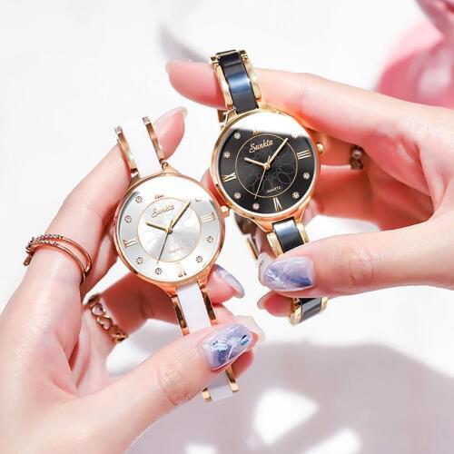 SUNKTA Woman Watches Rose Gold Top Brand Luxury Watch Women Quartz Waterproof Womens Wristwatch Ladies Girls Watches Clock+Box
