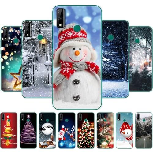 For Huawei Y8S Case 6.5 inch Back Phone Cover For Huawei y8s JKM-LX1 LX2 LX3 Silicon Bumper winter christmas snow tree new year