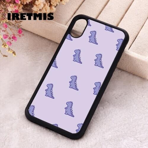 Iretmis 5 5S SE 2020 Phone Cover Case for iPhone 6 6S 7 8 Plus X Xs XR 11 12 Mini Pro Max Rubber Silicone Purple Dinosaurs