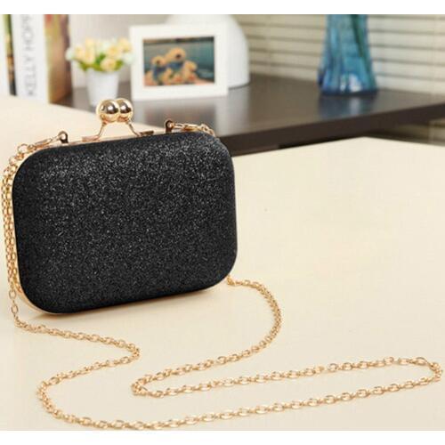 COSW Womens bling evening party handbag Wedding ball clutch bag with chain Mini Birthday gift Valentines Day Black