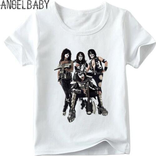 Children Stormtroopers Fan Kiss Rock Band Print Funny T shirt Boys and Girls Summer White Tops Kids Casual T-shirt,HKP464
