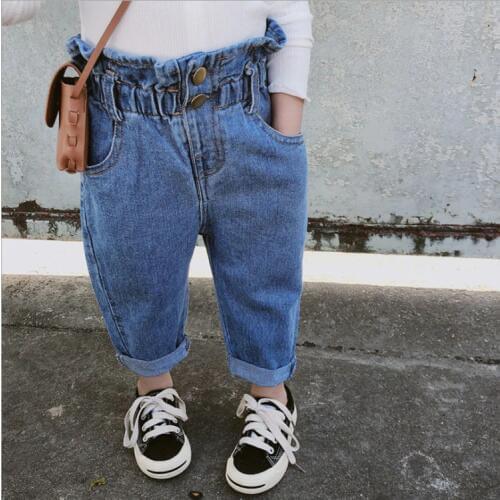 Girls Denim Jeans Spring Cute Trousers Fashion Harem Pants for little Child Kids Girls clothing WUA93702