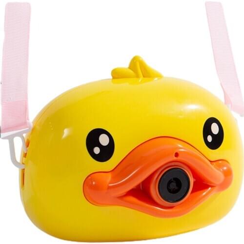 Yellow Duck Shape Bubble Camera Kids Child Toy Playset Automatic Bubbling