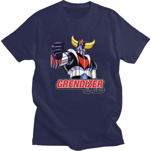 UFO Robot Grendizer Tshirts Men Short Sleeve Print T Shirt Goldorak Mecha Anime T-shirt Loose Fit Pure Cotton Tee Tops Gift