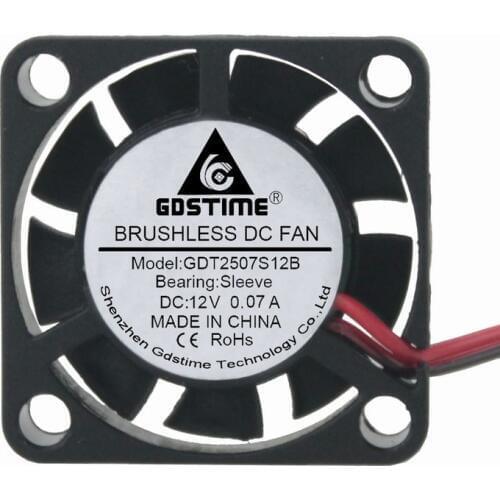 Gdstime 10 pcs 12V 2507 25mm x 7mm DC Cooling Micro Fan 25x25x7mm Notebook Radiator 25x25mm PH2.0 2 Pin Small Brushless Cooler