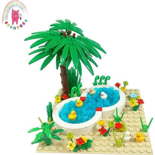 MOC City Duck Farm Plants Parts Assemble Building Blocks Bricks Accessories Swimming Pool Compatible Block Toy DIY Children Gift