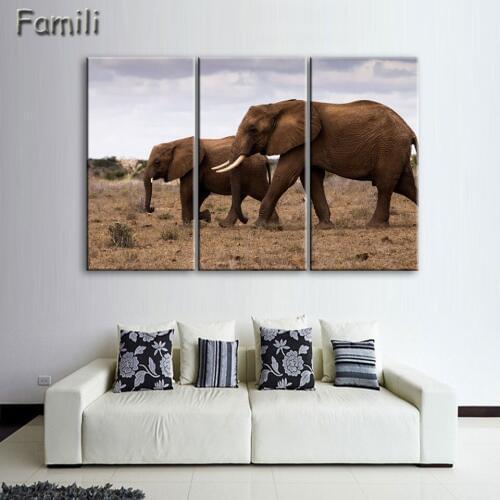 3Picture Elephant Canvas Painting Home Decoration Living Room Print Painting Wall Art Picture Modern Canvas Prints Frameless