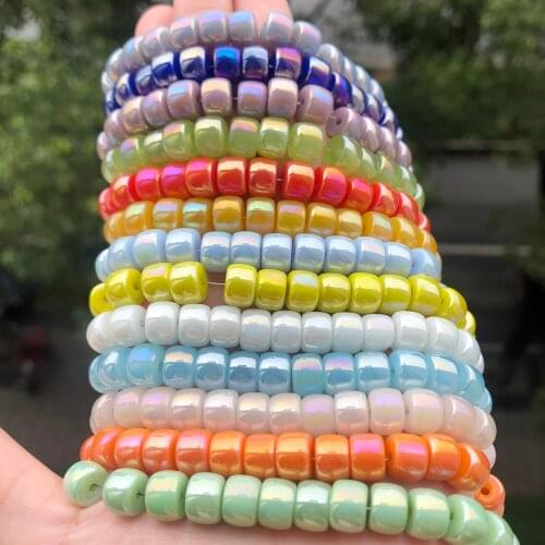 8x6mm AB Coloful Glass Crystal Beads Cylindrical Loose Spacer Beads For Jewelry Making Supplies DIY Charms Bracelet Necklace 15