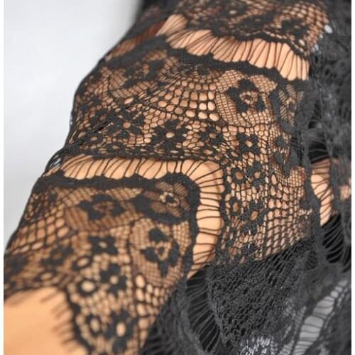 Free Shipping Classic black white eyelash lace fabric dress garment accessories width 145cm