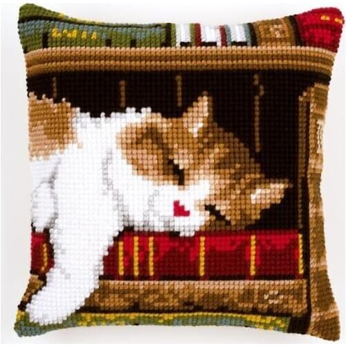 Latch Hook kits Pillow Animal Cat Diy Handmade Printed Canvas Cushion Latch Hook Kits DIY Unfinished accessories