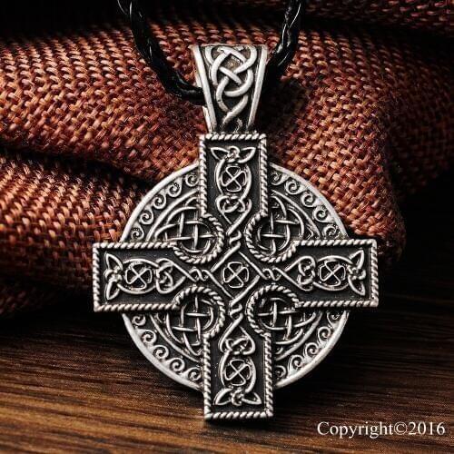 LANGHONG 1pcs Armenian cross Amulet Pendant Necklace Solar Cross Celtics Armenian Druid Necklace Pendant Necklace