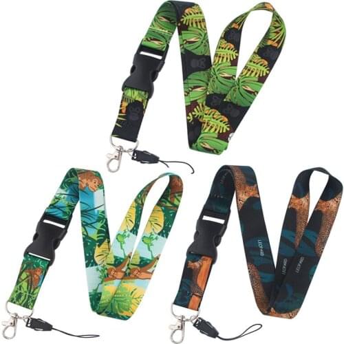 Leafy Jungle Orangutan Painting Art Key Chain Lanyard Neck Strap For Phone Keys ID Card Creative Lanyards 2021