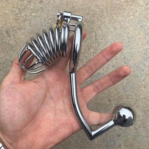 Metal Penis Cage 40/45/50mm Male Penis Cage Chastity Device Belt Anal Plug Restraint Penis Sex Toys For Men Penis Cock Ring BDSM