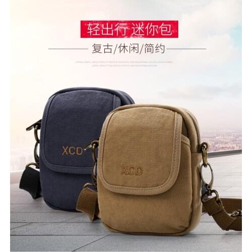 Mobile Phone Bag Shoulder Crossbody Mens Bags Canvas Waist Bag Multi-Functional Sports Leisure Mens Lightweight Mini Backpack