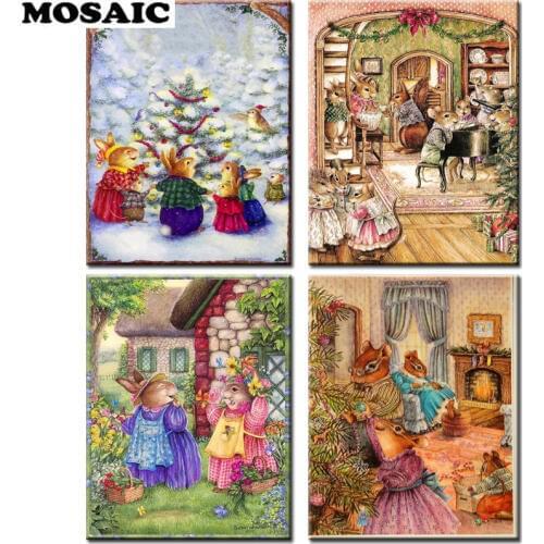 Cartoon diamond painting rabbit Christmas decoration Full Drill Square /round DIY Cross Stitch Mosaic Diamond art embroidery kit