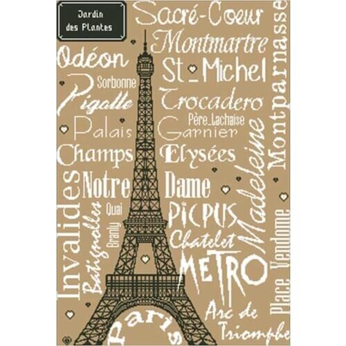 Eiffel Tower letters pattern Counted Cross Stitch 11CT 14CT DIY Chinese Cross Stitch Kits Embroidery Needlework Sets