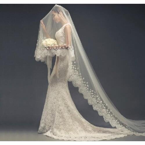 The new bride , soft yarn lace veil long white lace veil bride wedding veil headdress