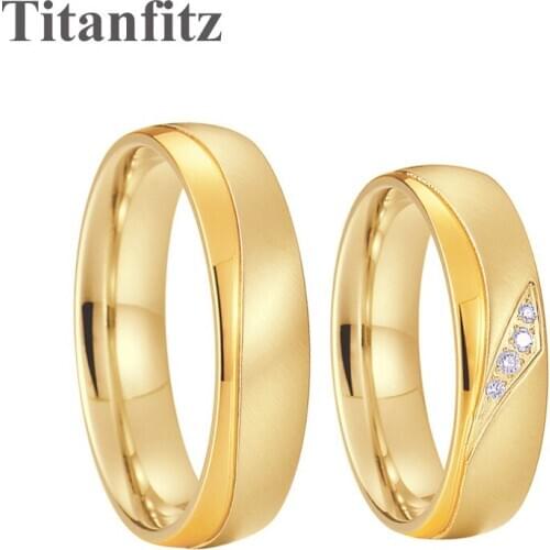 High Quality pure handmade yellow gold plating wedding ring LOVE promise couple marriage finger rings for men and women