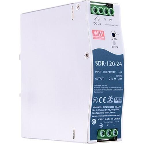 Original Mean Well SDR-120 series meanwell DC 12V 24V 48V 120W Single Output Industrial DIN Rail with PFC Function Power Supply