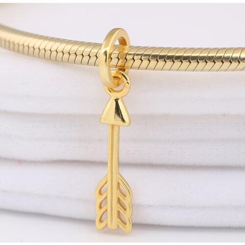 Authentic S925 Silver Shine Arrow Of Cupid Pendant Charm for Women Bracelet Bangle DIY Jewelry