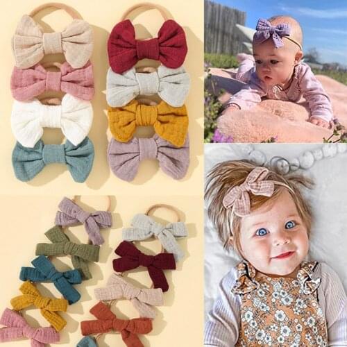Cotton Baby Girls Headband Solid Colour Fashion Princess Infant Girls Elastic Hair Band Newborn Kids Headwear Hair Accessories