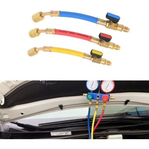 Practical R134a R410a Manifold Gauge Set A/C Air Condition Refrigeration Charging Hoses 800PSI 19cm 1/4" SAE Thread