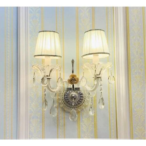 Free Shipping White K9 Crystal wall Lamp luxury Bedroom Bedside Wall Candle K9 Crystal Wall Lamp Wall Scones AC 100% Guaranteed