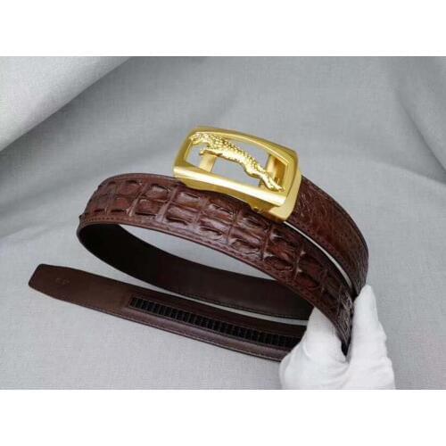 100% real genuine crocodile back skin men belt top luxury quality crocodile skin men fashion belt with gold/silver metal buckle