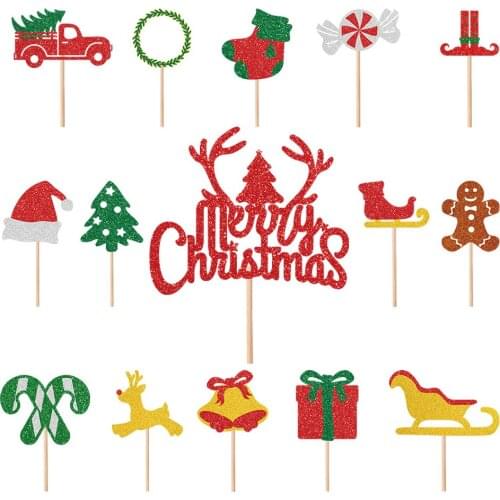 Christmas Cake Insert Card Christmas Theme Party Cake Plug-in Dessert Table Decoration Birthday Party Supplies