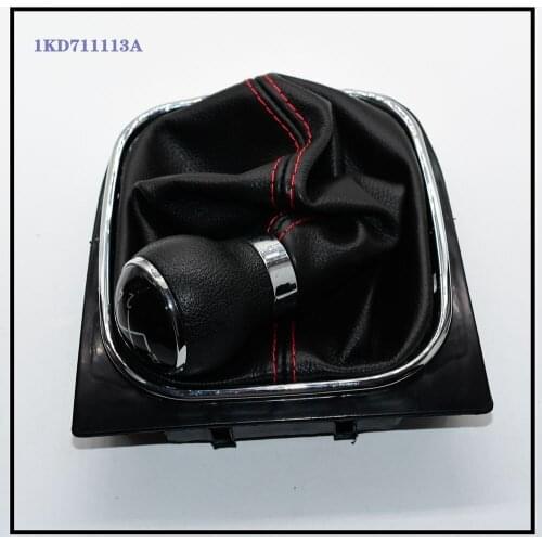 Red Stitch Manual Leather Knob Gear Shift Knob For GOLF 6 VI MK6 Mk5 1KD711113A