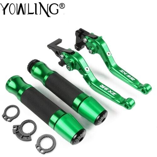 Folding Extendable Adjuster Brake Clutch Levers Motorcycle CNC For Kawasaki ZX9R ZX 9R 1994 1995 1996 1997 Handlebar Hand Grips