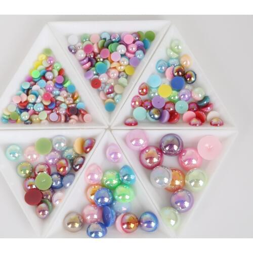 Mixed Color 3-14mm Imitation Pearl Round Half Beads Wholesale Beads For Jewelry Making Women Nail Art DIY Accessories