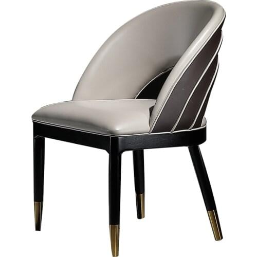 Solid wood dining chair sales office soft decoration designer furniture light luxury style solid wood chair