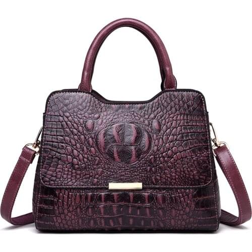 2021 Winter New Crocodile Pattern Luxury Handbags Women Genuine Leather Bags Designer Tote Bags for Women Crossbody Shoulder Bag