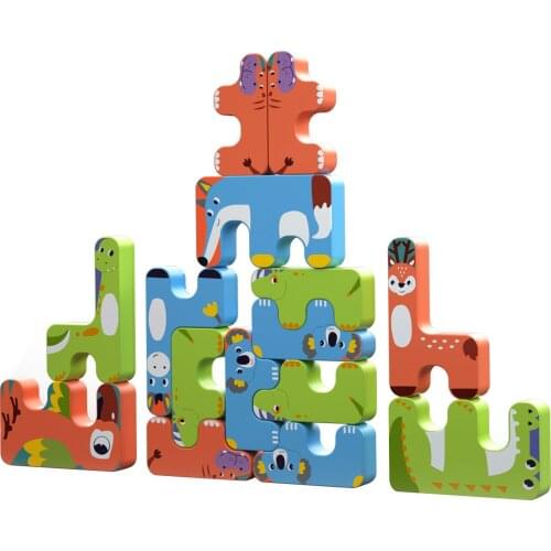 Tumama 15 Pcs Animals Stacking Toys Balance Blocks Early Educational Development Toys for Kids Children Toddlers Stacking Game