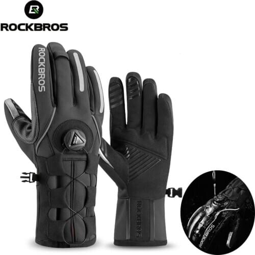 ROCKBROS Waterproof Touch Screen Bike Gloves Winter Thermal Warm Moto Ski Cycling Glove MTB Bicycle Gloves For Men Women