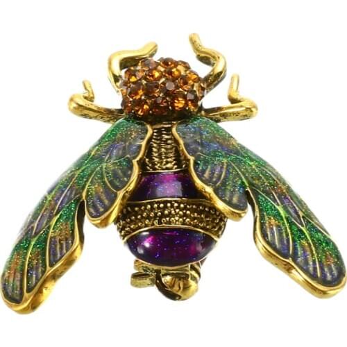 Vintage Rhinestone Alloy Cicada Brooches Crystal Enamel Brooch Pins For Women Men Jewelry Christmas Gifts