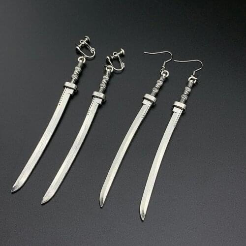 Punk Sword Knife Dangle Earrings For Women Metal Fashion Charm Harajuku Cool Hip Hop Simplicity Long Drop Earrings Jewelry New