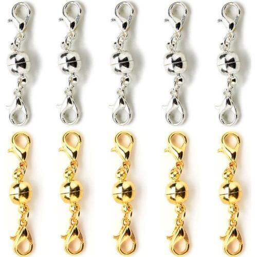 10PCS Silver/gold-color Strong Paved Magnetic Clasps Magnetic Clasps Lobster Clasps for Necklace Bracelets Jewelry Findings