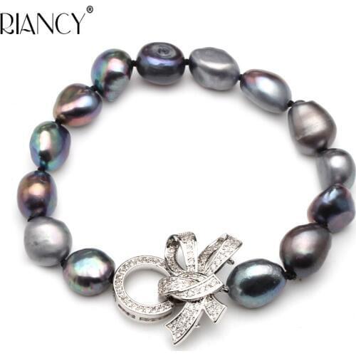Pearl jewelry bracelets baroque pearl bracelets fine jewlery black freshwater pearl gift for women