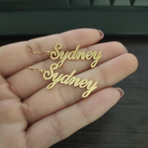 Custom Name Dangle Earrings Stainless Steel Jewelry Gold Filled Pendientes Personalised Nameplate Drop Earrings For Women Gift