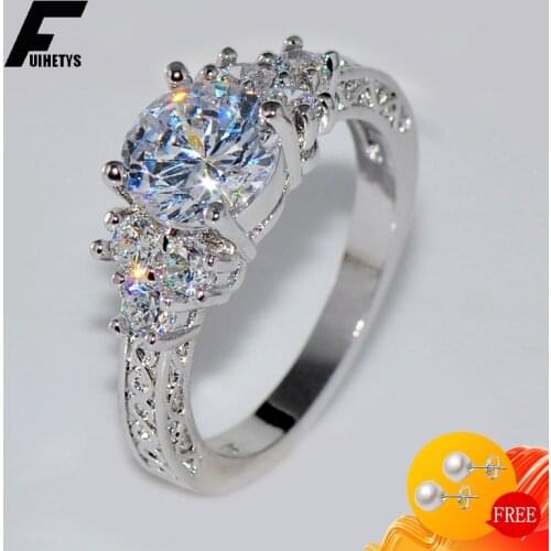 Bali Jelry Luxury Silver 925 Ring Round Zircon Gemstone Fine Jewelry Accessories for Women Wedding Party Ornament Wholesale Ring