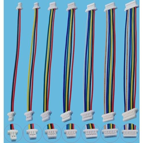 10Pcs JST SH1.0 Pitch 1.0mm Double Terminal Plug Wire Cable Connector 28AWG Cable 2/3/4/5/6/7/8Pin Lenght 10CM