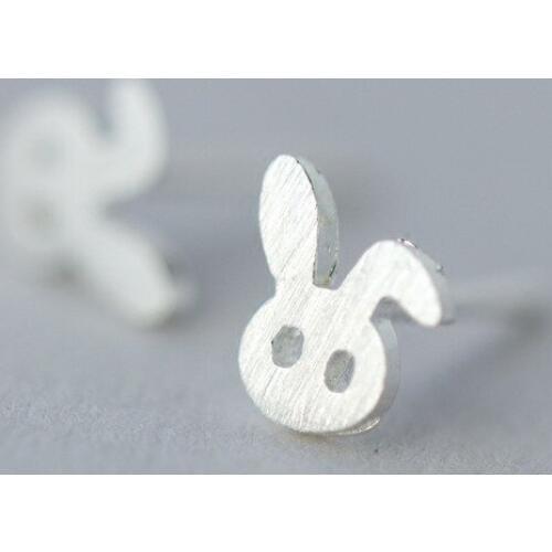 100% 925 Sterling Silver Prevent Allergy Rabbit Stud Earrings for Women Christmas Gift Jewelry pendientes boucle d oreille A063