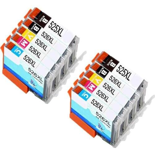 10PK PGI-525/CLI-526 Compatible lnk Cartridges For Canon MG6150 MG6250 MG5350 iX6550 MG5250 iP4850 iP4950 MG8150 MG8250 Printers