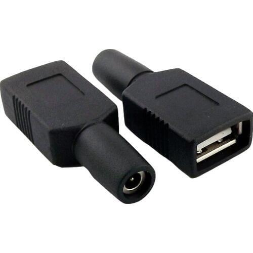 10x CCTV DC Power USB Female To 3.5x1.35mm Female Jack Adapter Converter Connector Straight Black