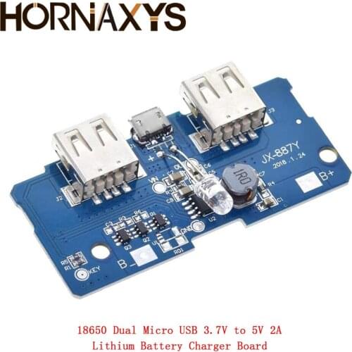 18650 Dual Micro USB 3.7V to 5V 2A Boost Mobile Power Bank Lithium Battery Charger PCB Board Diy 18650 Step Up Module With Led