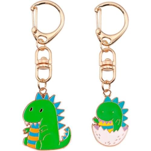 2020 Fashion Creative Animal Pendant Keychain Cartoon Green Dinosaur Jewelry Accessories Punk Cute Childrens Birthday Gift